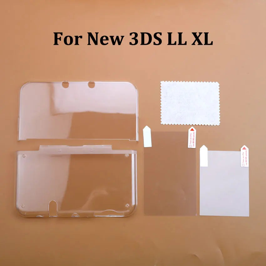 JCD For New 2DS 3DS XL LL Clear Split Shell Transparent Protective Cover Case Screen Film LCD Screen Protector