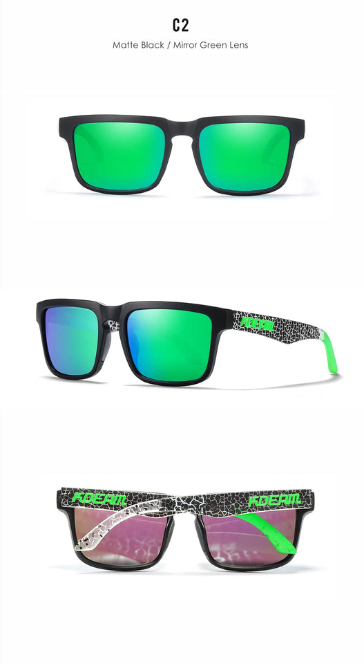 KDEAM New Arrivals Fashion Square Polarized Sunglasses For Men And Women Fishing Sun Glasses Colorful Lens With Hard Case