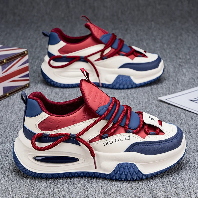 Chunky Sneaker Plus Size 45 46 47 48 Men Designer Sport Shoes Fashion Casual Leather Fabric Height Increased Flat Platform Shoes