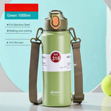 GIANXI 1000ml Spring Cap Large Capacity Vacuum Cup 316 Stainless Steel Coffee Cup Portable Outdoor Sports Water Bottle