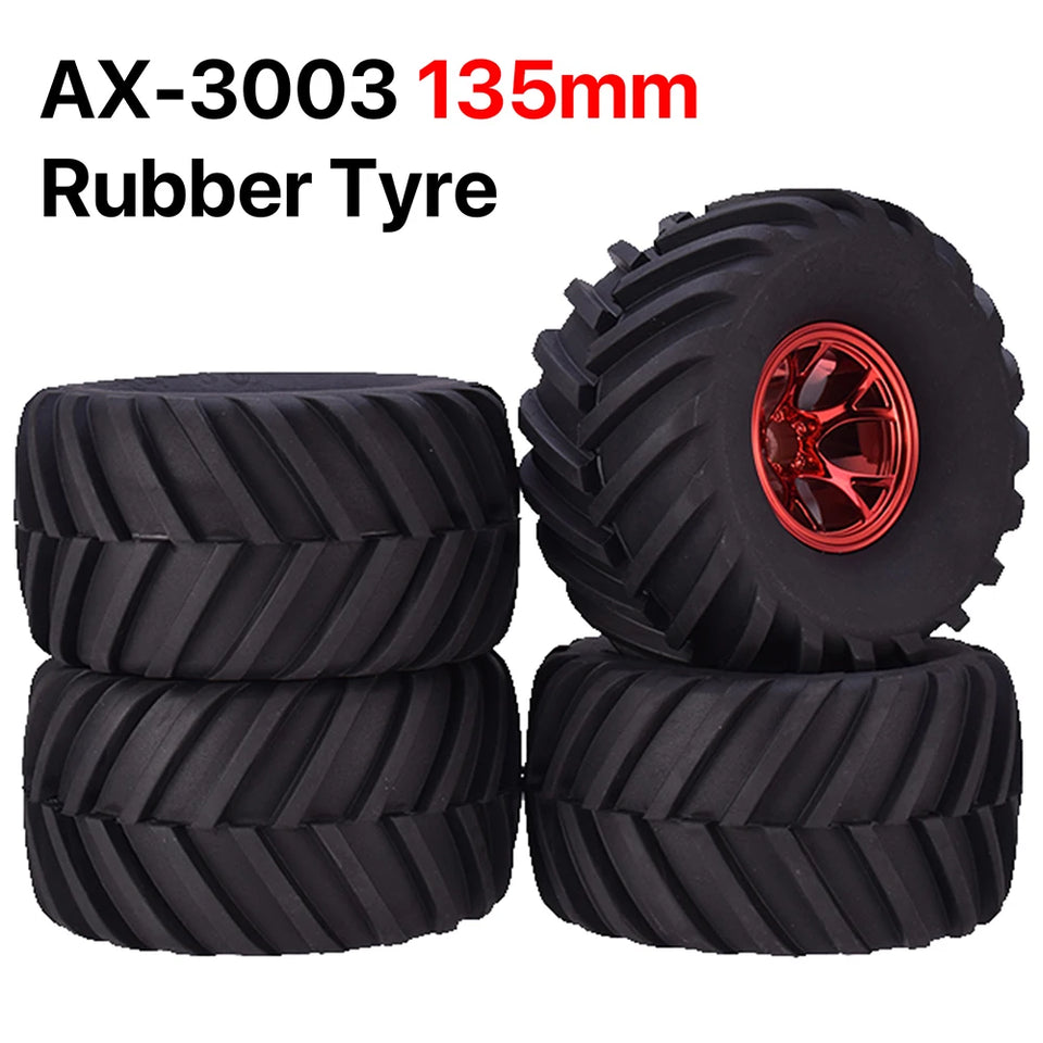 AUSTAR 4PCS AX-3003 135mm Tyre Rubber Tire Wheel Plastic Rim Hub for 1/10 RC HSP HPI Monster Truck Model Spare Parts