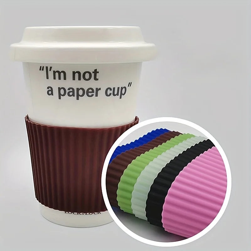 Silicone Cup Sleeve Portable Heat Insulation Coffee Cup Cover Ceramic Cup Cover Non-slip Bottle Sleeves Colored Mug Sleeve