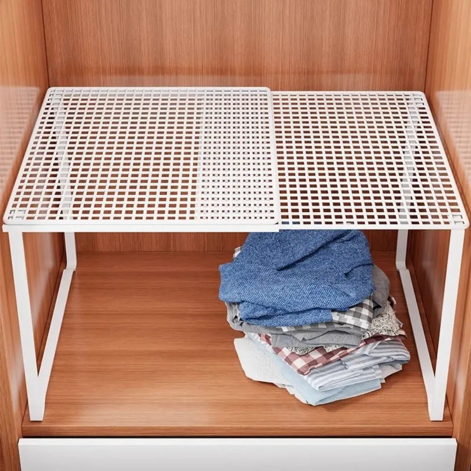 Closet Shelf Wardrobe Organizer Wardrobe Divider Board Stackable Shelves Clother Storage Rack Telescopic Adjustable