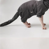 Four Legged Striped Shirt Hat Tail Cover Suit for Sphynx Cat Spring Black Sweatshirt for Kittens Hairless Warm Autumn Costumes