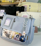 Y2K Japanese Harajuku School Bags for Teenage Girls New Transparent Itabag Crossbody Bag DIY Badges Display Plate Ita Bag