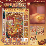 Kawaii commercial street 3D Winter House Landscape Sticker  DIY Pocket Cabin Scene festival gift