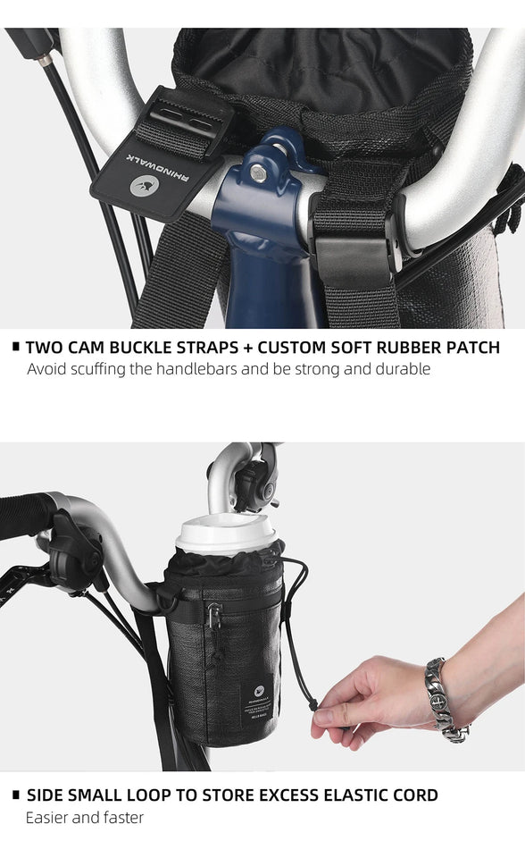 Rhinowalk Bicycle Handlebar Bag 1.6L Insulated Water Bottle Bag Cycling Front Tube Bag Commuting Morandi Color Shoulder Pack