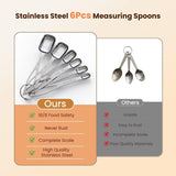 6pcs/set Food-grade Stainless Steel Measuring Spoon Anti-Scratch Sugar Coffee Powder Spice Scoop for Home Baking Daily Cooking