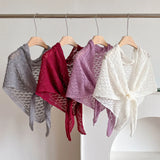 Korean Hollow Out Knitted Shawl Summer Air Conditioning Fake Collar Neck Guard Knit Thin Knotted Cape Shoulder Scarf For Women