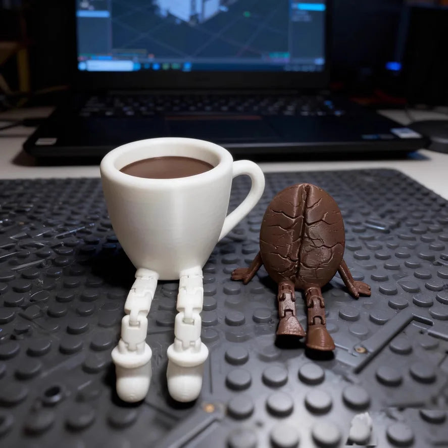 3D printing coffee bean creative ornament, movable and interesting desktop ornament, desk coffee companion decoration