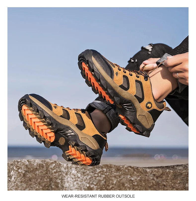 Spring Casual Shoes Men Breathable Comfortable Lace Up Walking Shoes Autumn Classic Outdoor Sneakers Thick-Soled Hiking Shoes