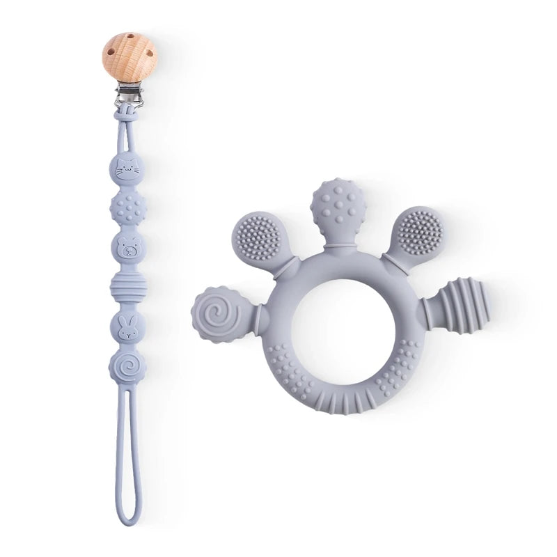 1PC Baby Silicone Teether Toys BPA Free Silicone Finger Ring Pacifier Chain Soothing Teething Toys For Newborn Teething Gifts