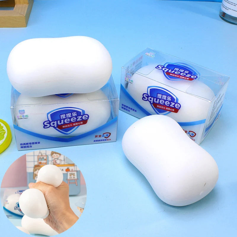 Soft White Soap Squishy Slime Toy Cube Stress Relief Decorative Home Room Square Slow Rebound Gift for Festivals