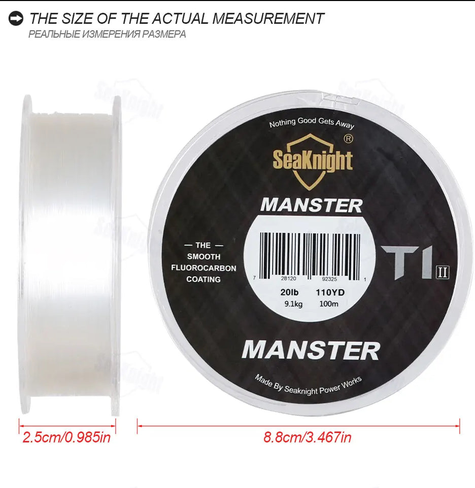 SeaKnight Brand T1II Fluorocarbon Coating Nylon Fishing Line 100M Leader Sinking Monofilament Smooth Carp Fishing Line