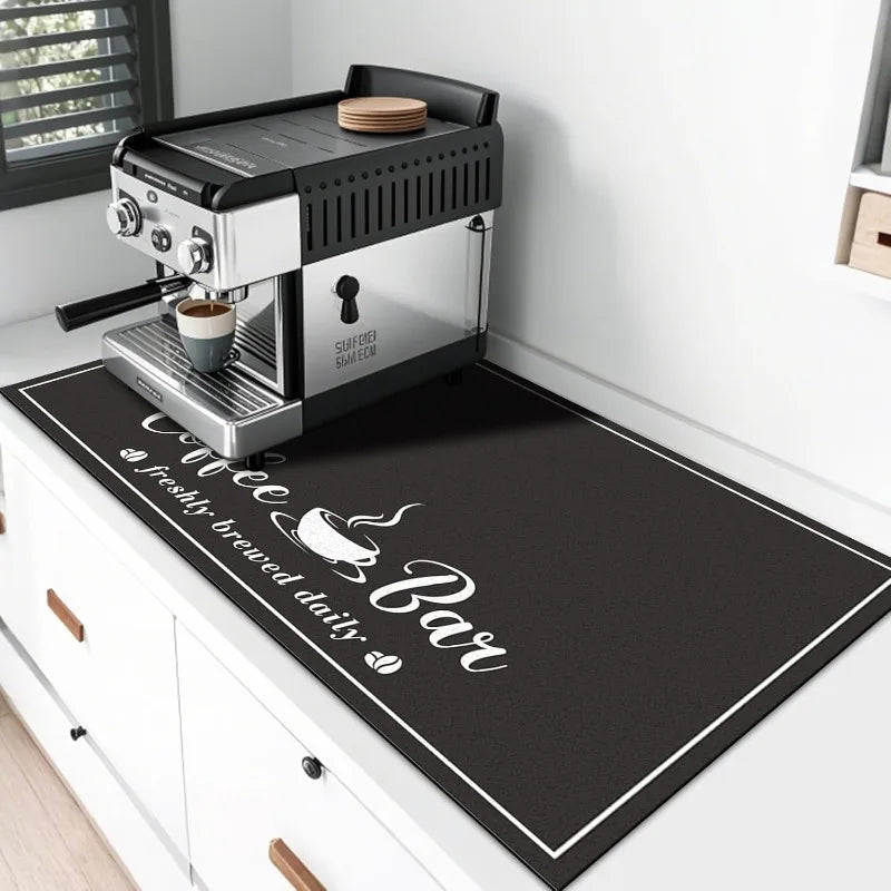 Coffee Bar Drying Mat Fashion Kitchen Decor Non-Slip Heat Resistant Countertop Mat Daily Trendy Countertop Decor Mat