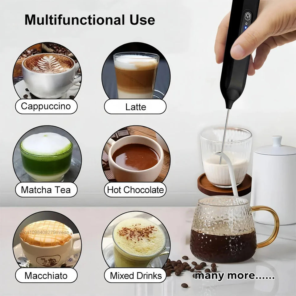 Electric Milk Frother Wireless Coffee Whisk Mixer Electric Blender Egg Beater Mini Frother Handle Stirrer Cappuccino Maker