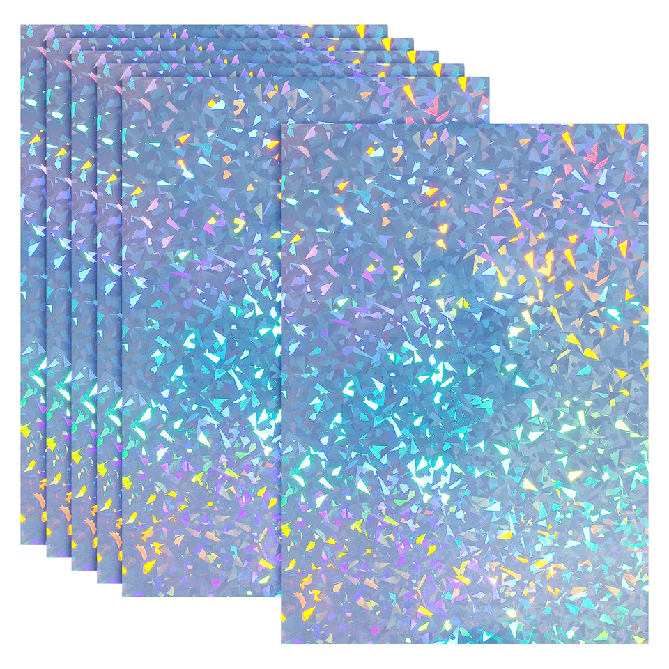 12Sheets Printable Holographic Sticker Paper Vinyl Sticker Paper A4 Waterproof Quickly Stickers for Laser Printer Inkjet Printer