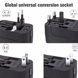 Universal Travel Adapter EU UK US AU AC Power Charger Adapter Global Conversion Plug Dual USB PD Port Travel Conversion Socket