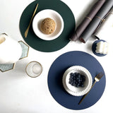 1/6/10 Sets Round PU Leather Placemats & Coaster Set Oil-Proof Waterproof Insulation Mat for Kitchen Coffee Shop Christmas Decor