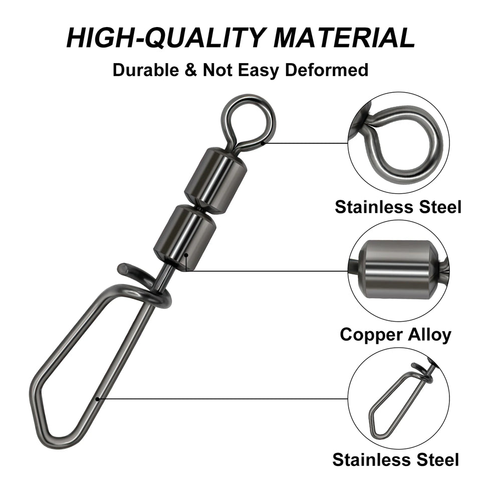 Goture 30pcs/lot Fishing Swivels High Speed Double Rolling Swivels Flexible Rotation Stainless Steel Swivel Fishing accessories
