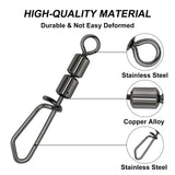 Goture 30pcs/lot Fishing Swivels High Speed Double Rolling Swivels Flexible Rotation Stainless Steel Swivel Fishing accessories