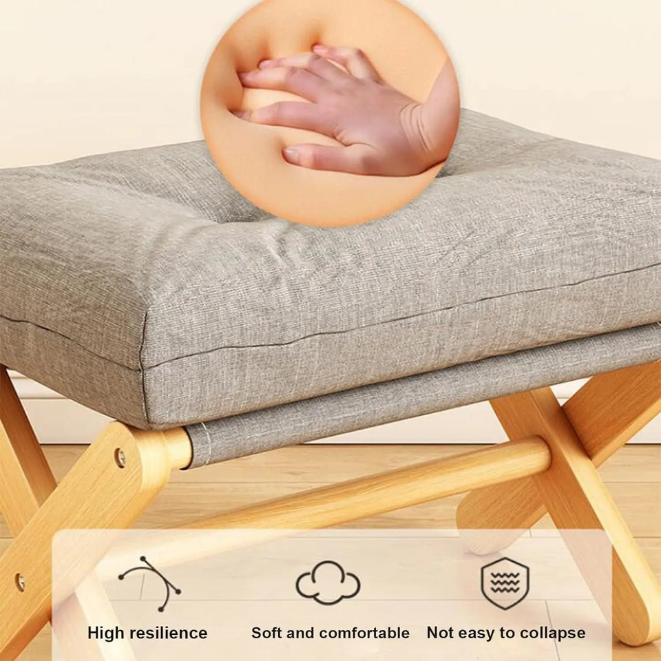 Household Small Stool Foldable Sofa Stool for Living Room Foot Stool Beech Wooden Leisure Low Stool Portable Desk Footrest