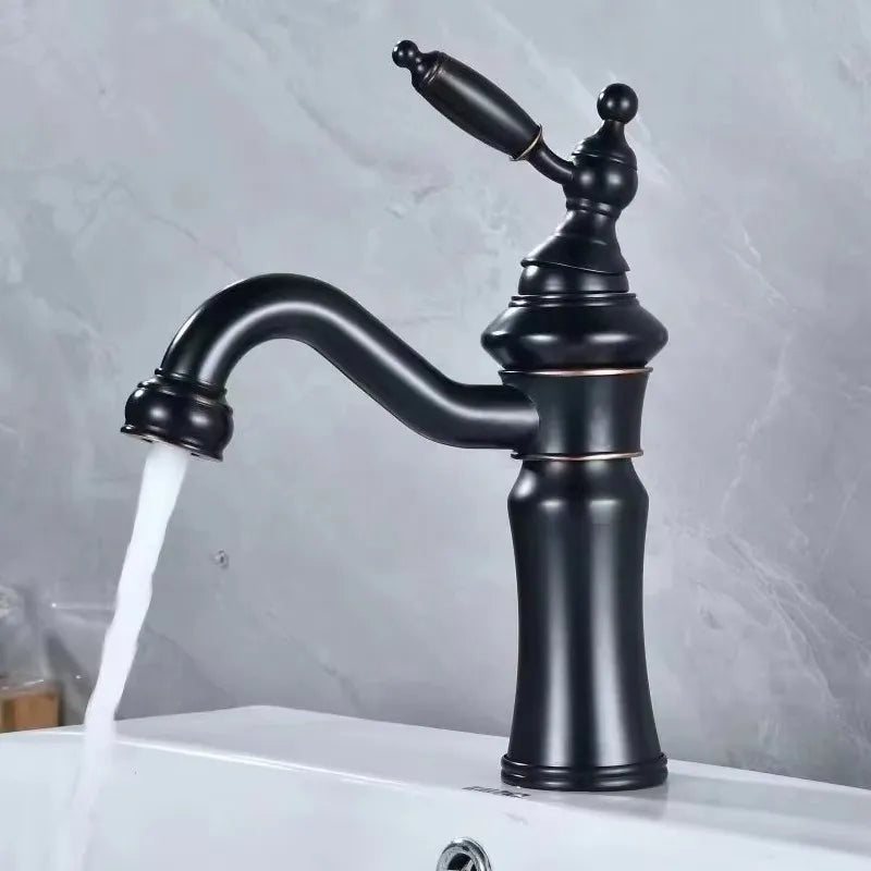 Chrome Basin Faucet Brass Black 360° rotatable basin faucet European-style Hot and Cold mixing faucet Brushed