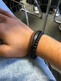 Men Classic Fashion High Quality Leather Bracelet Obsidian Beaded Multi Layer Leather Bracelet For Men Jewelry Gift