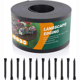 Black Plastic Garden Landscape Edging, 5” Tall Border Coil, Flexible and Strengthened with Anti-UV Treatment