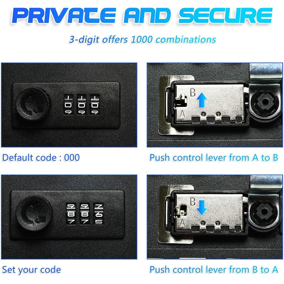 Combination Key Cabinet 20 Key Hooks Key Box Wall Mounted with Key/Code Lock Key Cabinet Security Lock Box Locking Key Cabinet