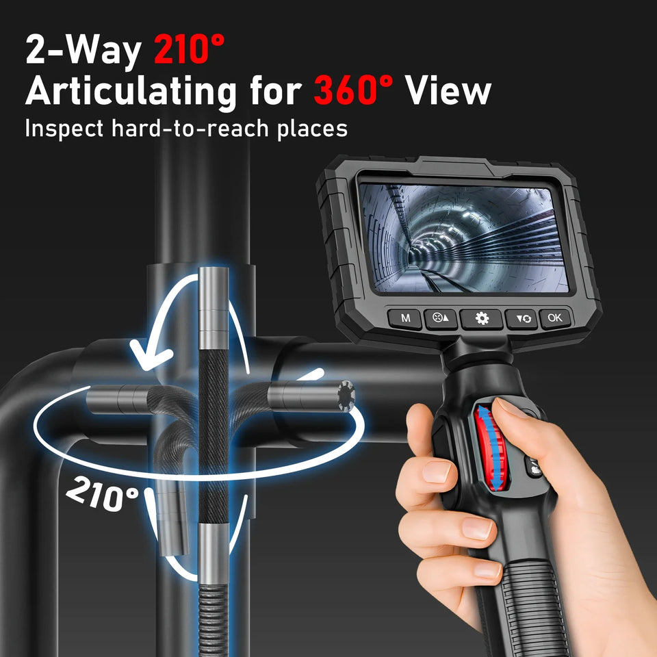 Two-Way Articulating Borescope Camera with Light: 3.9mm/6mm Industrial Endoscope Inspection Camera with Automotive Inspection