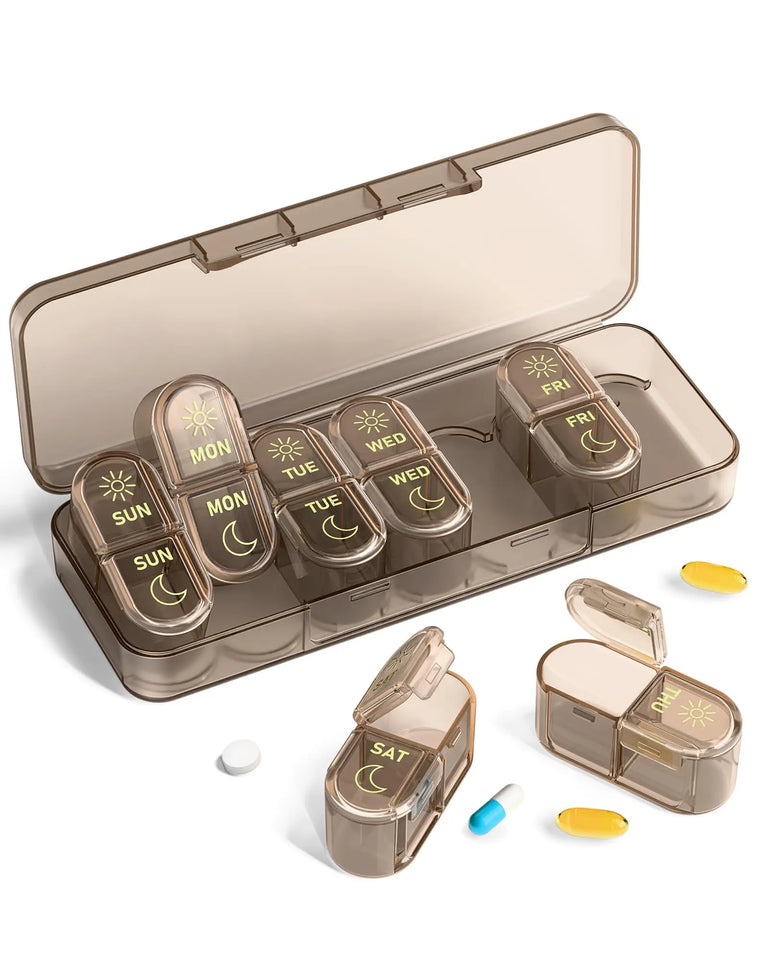 Pill Organizer, Pill Box 7 Day Am & Pm Pill Organizer 7 Days,Weekly Pill Case 2 Times a Day,Medicine Organizer for Travel