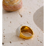 Yhpup Size 6789 New Arrivals White Enamel Heart Casting Ring Waterproof 18K Gold Color PVD Plated Stylish Chic Jewelry