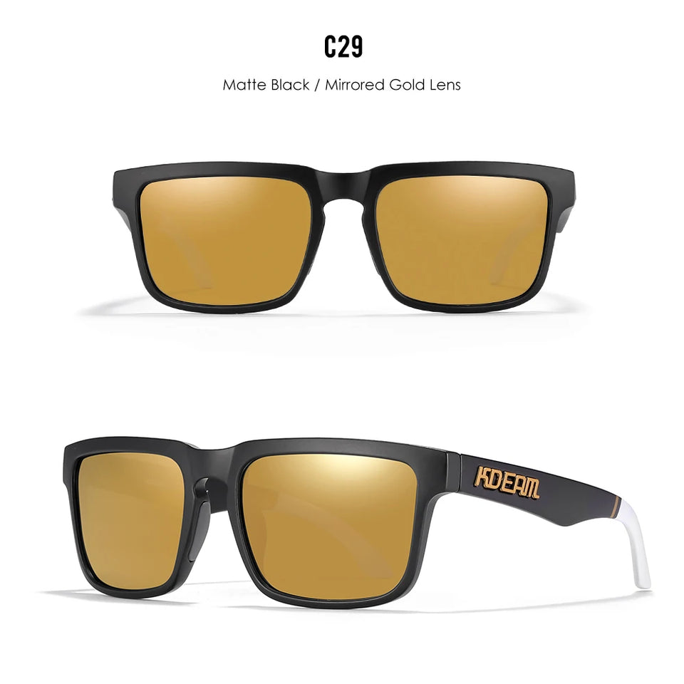 KDEAM New Arrivals Fashion Square Polarized Sunglasses For Men And Women Fishing Sun Glasses Colorful Lens With Hard Case