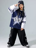 Girls Hip Hop Star Sweatshirt Vest Joggers Pants Boys Cool Streetwear Clothes Set Kids Children Jazz Street Dance K-pop Costumes
