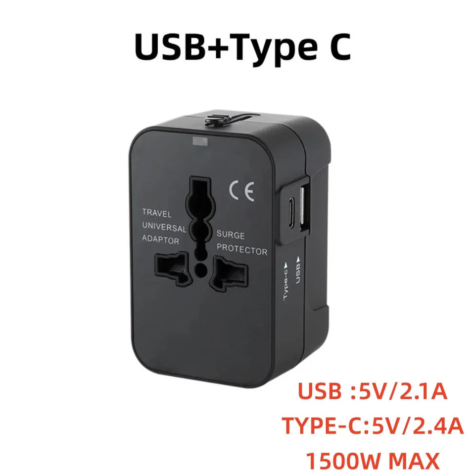 Universal Travel Adapter EU UK US AU AC Power Charger Adapter Global Conversion Plug Dual USB PD Port Travel Conversion Socket