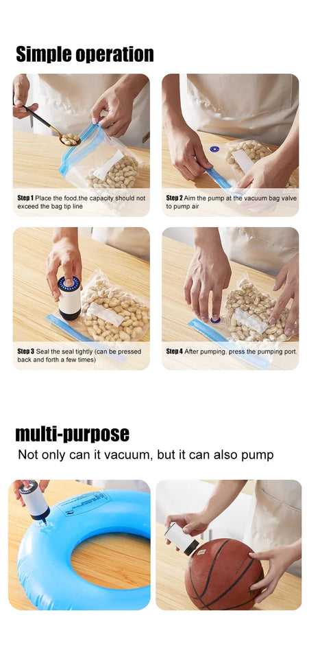 handheld vacuum sealer for Food Storage，Portable  vacuum sealer，Avoid cross contamination of food+ 50  vacuum seal bags