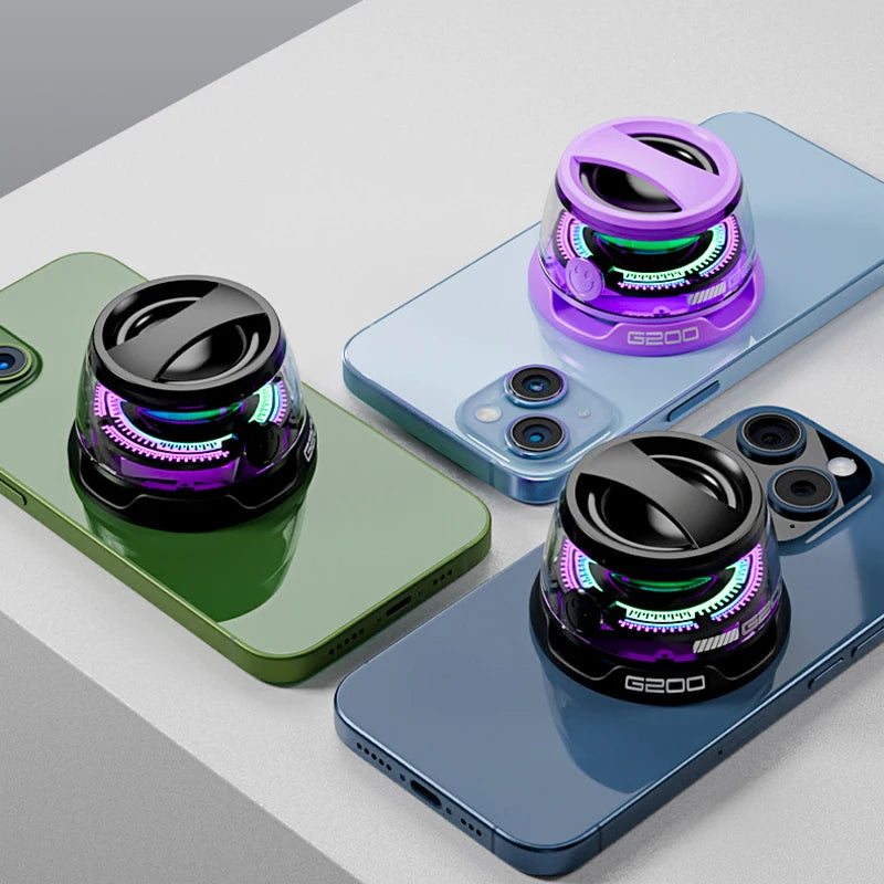 Magnetic Bluetooth Speaker BT5.3 Wireless Stereo Portable Mini Outdoor Speaker G200 RGB Light Magnetic Phone Stand for ios/Andro