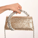 Luxury Diamond Evening Bag Clutch Satin Women Designer Handbags Crystal Silk Shoulder Crossbody Bags for Women Wedding Box Bag