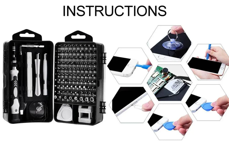 115-in-1 Precision Screwdriver Set for Electronics Repair DIY Tools Kit for Phone Laptop PC Watches Glasses and Eyewear