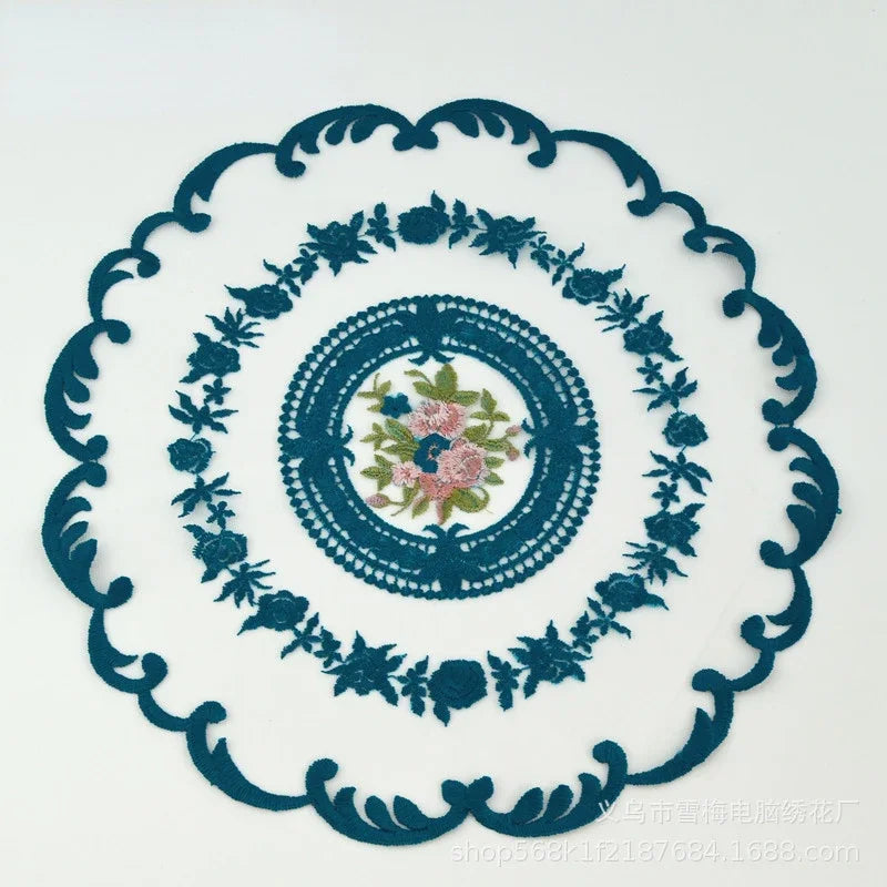 New Embroidered Dinning Table Cover Table Cloth Elegant Round Lace Tablecloth Coffee Coasters Napkin Party Wedding Decoration