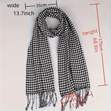 Winter Fashion Black White Plaid Scarf for Women Men Classic Warm Chunky Soft Cashmere Feel Scarves Match Overcoat Knitted Shawl