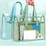1 large capacity portable transparent waterproof handheld folder, expandable file storage bag, PVC self-adhesive file bag for of