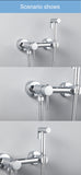 ULA Brass Bidet Faucet Black Toilet Faucet Handheld Toilet Bidet Sprayer Set Hygienic Shower Hot Cold Water Mixer Shower Head