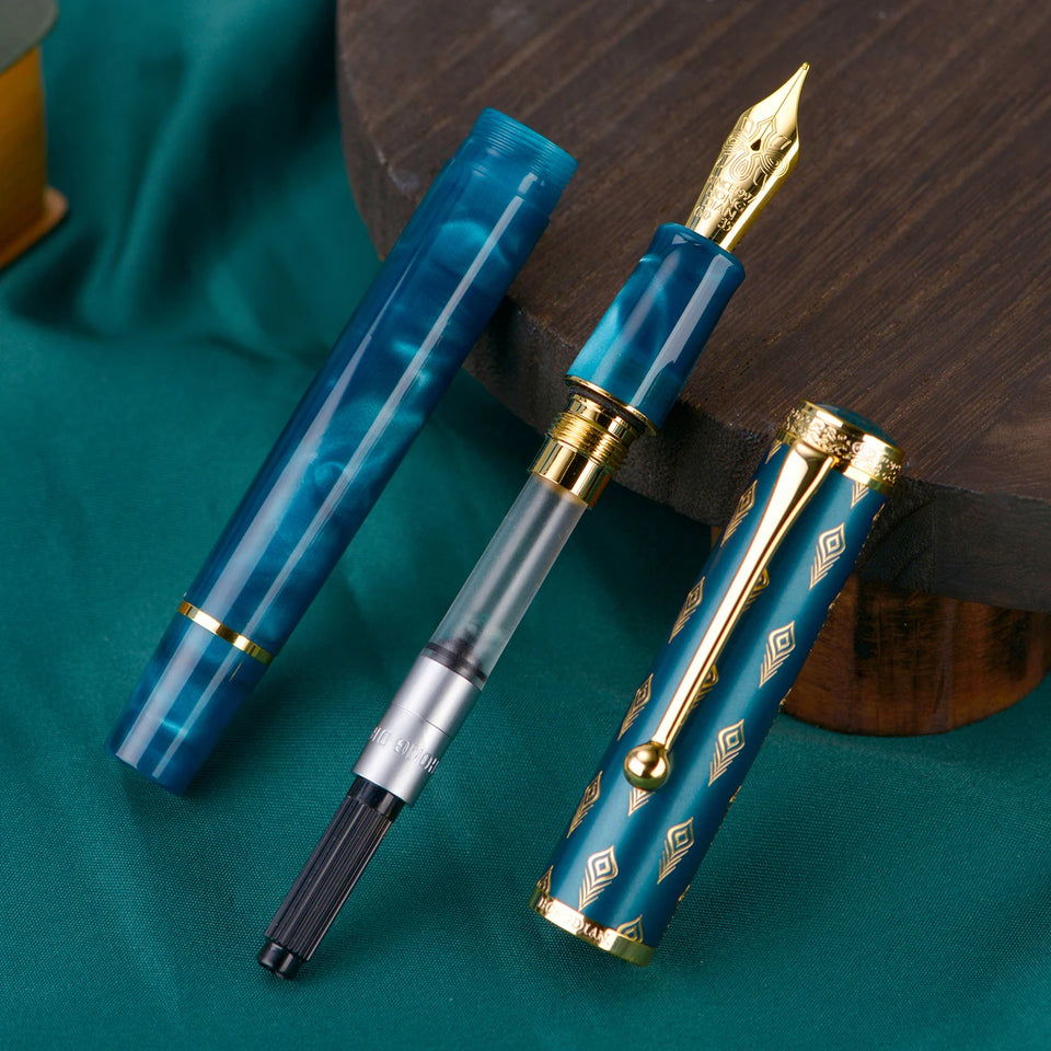Hongdian N8S Acrylic Fountain Pen EF/F/M//Nib Writing Pen &Converter, Gray, Green, Red