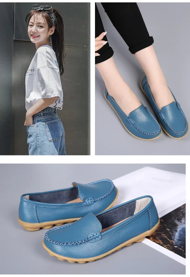 Women Flats Ballet Shoes Woman Cut Out Leather Breathable Moccasins Women Boat Shoes Ballerina Ladies Casual Shoes