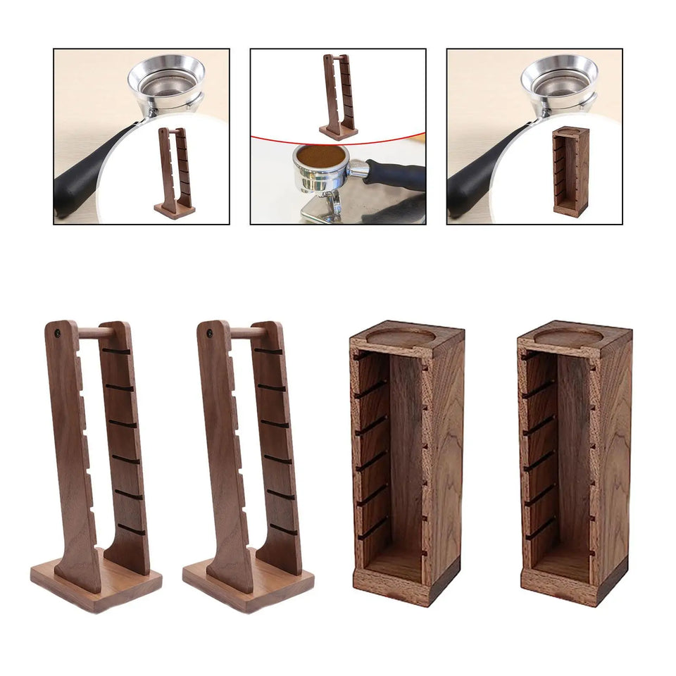 Coffee Powder Bowl Storage Shelf Wooden Multifunction Coffee Filter Basket