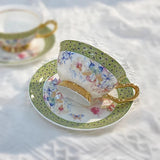 Classical Porcelain Cup&saucer 220ml Gold-plated Coffee Mug Water Mugs Dining Table Afternoon Tea Teacup Fruits Juice Cup