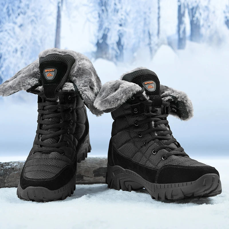 New Winter Waterproof High Top Men Boots Plush Warm Snow Boots Men Sneakers Ankle Boots Outdoor Men's Desert Boots Botas Hombre