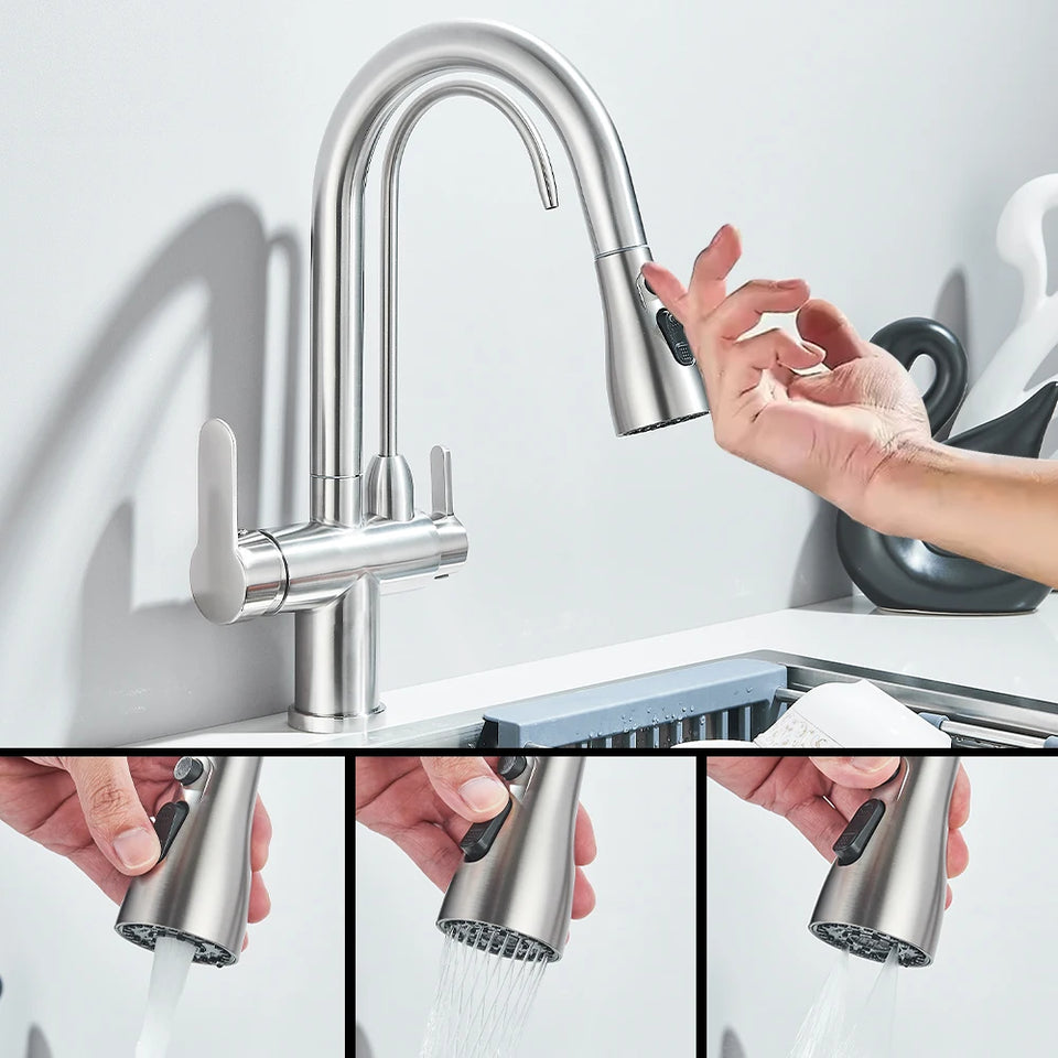 Smart Sensor Touch Kitchen Sink Faucet Brushed Nickel Poll Out Spout Black/Gold Sensor Faucets 360 Rotation Crane Two Functions